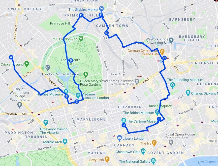 London Walking Tour Map-Camden Town