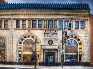 This image features the S & W Cafeteria in downtown Asheville. This ornately designed building is of the Art Deco Era of the 1920's.