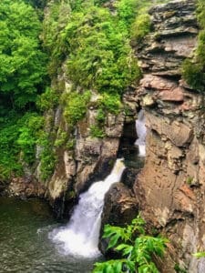 This image features an overlook view of Linville Falls, which is located on the Blue Ridge Parkway in North Carolina. Photo by Lisa Soots