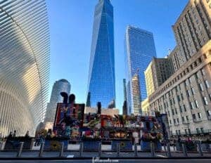 This is an image of the Freedom Tower and 9/11 Memorial area in Manhattan, New York. Photo by Lisa Soots.