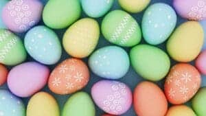 This image is a full screen of an assortment of colorful Easter eggs