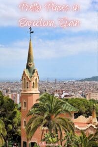 This images features a view of Barcelona from above Park Güell. 