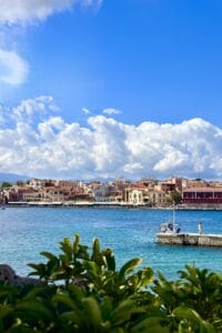 This image features a view of the ‎⁨Port of Canea⁩, in Chania, Crete, Greece - Beautiful Travel Aesthetic Wallpapers
