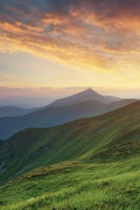 This image features a stunning sunset over the Blue Ridge Mountains. 
