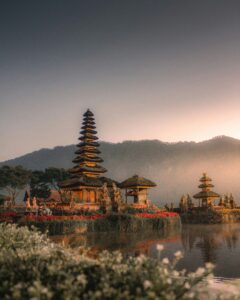 This image features the Supreme Water Temple Pura Ulun Danu Batur, in Tabanan, Indonesia
