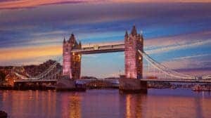 Tower Bridge after sunset