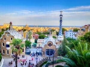 This image features the whimsical and pretty Park Güell, that was designed by Antoni Gaudi