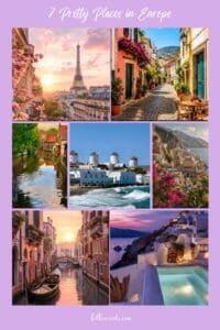 This image is a Pinterest Pin and shows all 7 Dreamy Europe Destinations Phone Wallpapers 